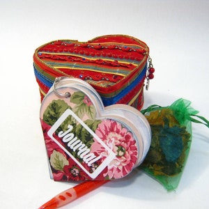 Handcrafted Keepsake Trinket Jewelry Box w/ Mini Journal Diary and Potpourri for Mementos Photos Desktop Office Desk  Items