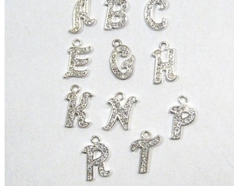 Rhinestone Initial Alphabet Letter Charms Personalize Customize Jewelry Bracelts Necklaces Journals