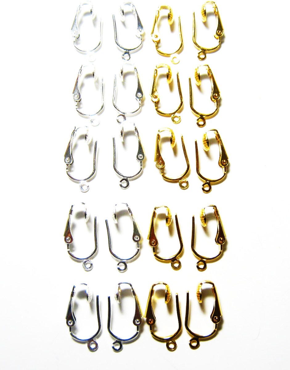 Wholesale UNICRAFTALE 30pcs Golden 12mm Long 304 Stainless Steel Clip-On  Earrings Findings Metal Hypoallergenic Non-Pierced Earring Components Clip-On  Earring Converter for Earring Making 