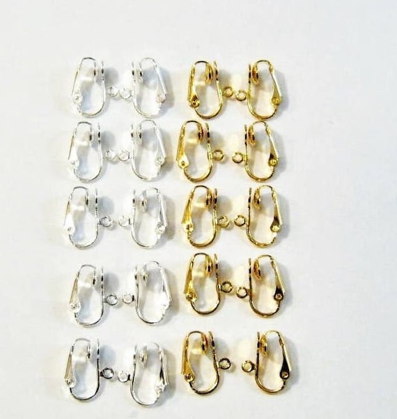 10 Pair Gold Silver Earring Converters DIY Change Pierced Earrings to  Comfortable Clip on W/ Comfort Pads 