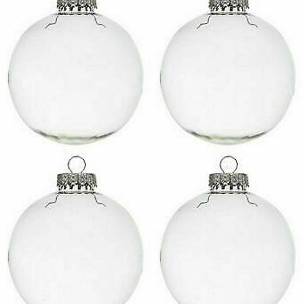 4 DIY Ornaments Crafters Wedding Shower Party Supply Clear Bulbs Fillable Paintable about 2.5 inch 60mm