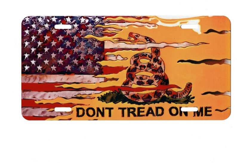 License Plate Don't Tread on Me Metal Plate Patriotic Flag Etsy