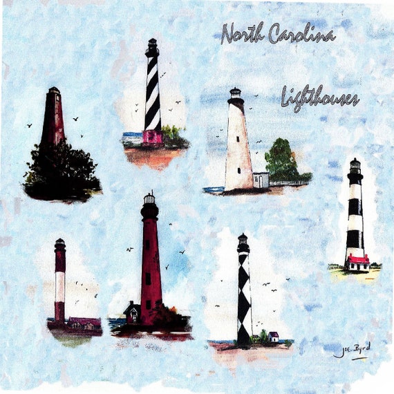 Lighthouse Coaster North Carolina Cape Hatteras Oak Island Etsy