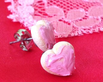 Sweet Heart Frosted Cookie Earrings