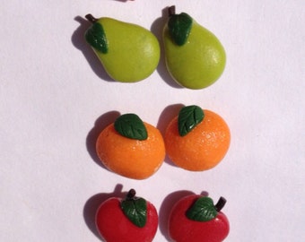 Set of Five Fresh Fruit Stud Earrings