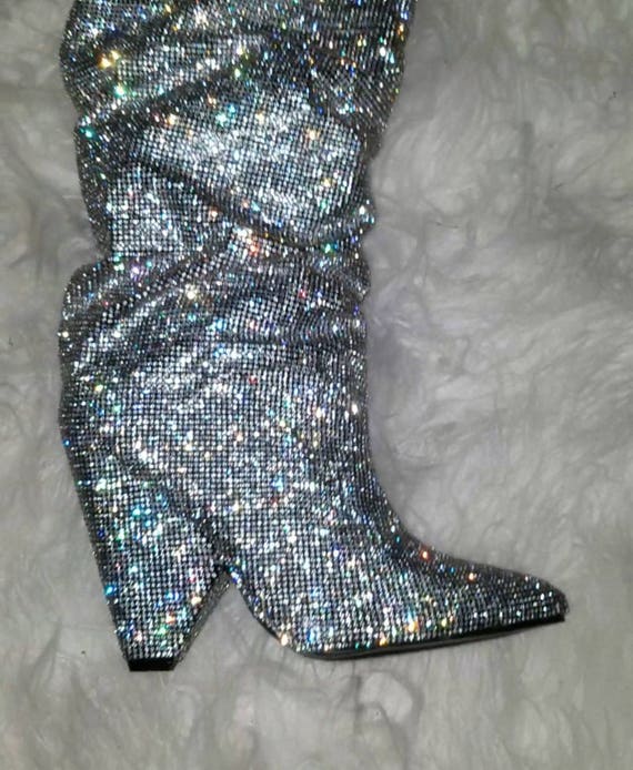 Rhinestone Crystal Knee Boots | Etsy