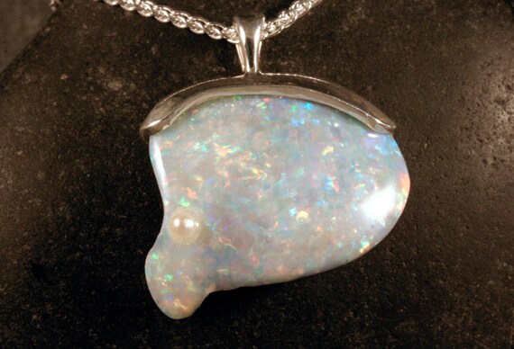 1 1116 Mother Of Pearl Shell Amazing Big Australian Opal 925 Sterling Silver Pendant