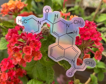 1P-LSD Holographic Vinyl Sticker Molecule Molecular Structure