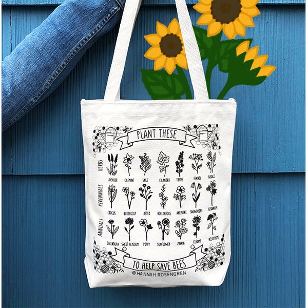 Bolsa de tela ecológica "Planta estos insectos para ayudar a salvar a las abejas" / Salva a las abejas / Regalo para apicultores / Conservación de polinizadores / Responsabilidad ambiental