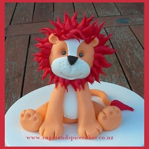 Lion Cake Topper Tutorial - TUTORIAL in .pdf sugarcraft tutorial, cake decorating, learn fondant modelling, gumpaste animals, baking, party