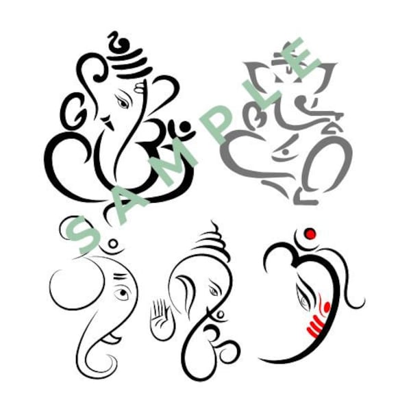 OM Ganesh AUM Icons Silhouette, create artwork, drawing, illustration, add to your logo for good luck, success symbol