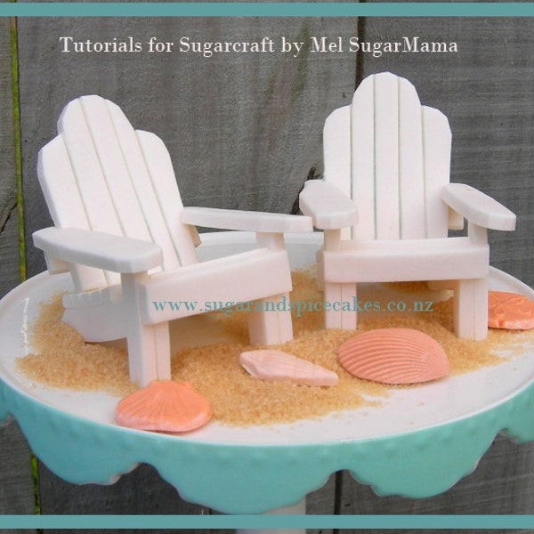 Adirondack Beach Chair Cake Topper Tutorial - TUTORIAL in .pdf Sugarcraft Tutorial, lernen, mit Gumpaste zu arbeiten, Kuchen dekorieren, Fondant