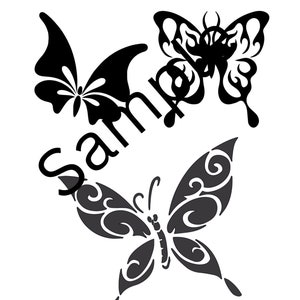 Stencil - Butterflies, artwork use in Cricut or die-cut, 3 pages of designs, pattern bundle, Tattoo