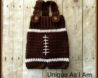 PATTERN ONLY...Crochet Baby Football Romper Pattern - Newborn Size
