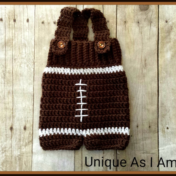 PATTERN ONLY...Crochet Baby Football Romper Pattern - Newborn Size