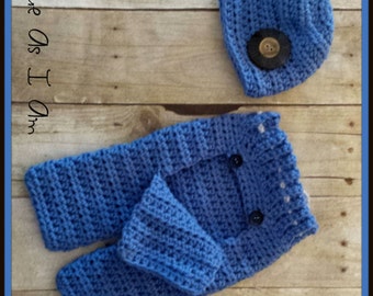 PATTERN ONLY...Bradley Bum Flap Pants and Beanie - Newborn crochet Pattern