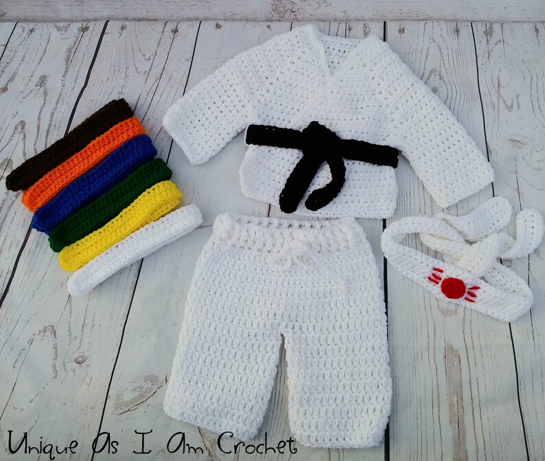 Crochet Baby Gi Karate Uniform setphoto prop