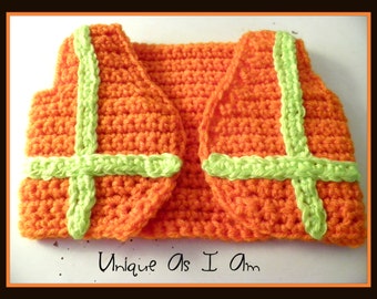 PATTERN ONLY...Crochet Baby Construction Safety Vest in Newborn, 0-3 Months and 3-6 Months Pattern