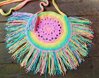 Crochet Boho Cross Body Fringe Bag PATTERN ONLY