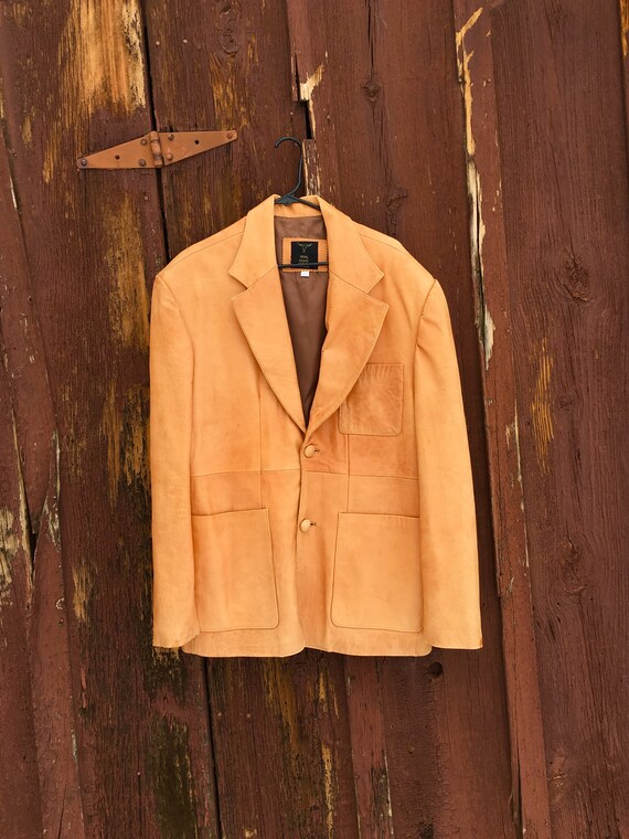 70’s Leather Jacket, Vintage Men’s Tan Leather Jac