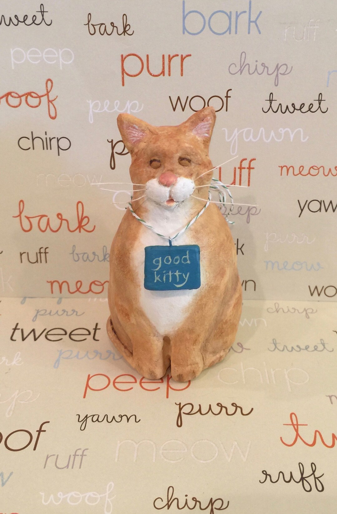 Hand Sculpted Orange Cat,clay Ginger Cat, Paper Clay Cat, Orange Cat