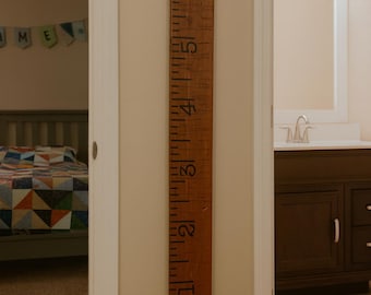 Rustic Wooden Growth Chart Board Vinyl Kit Personalized Height Ruler Decal Kids Room Wall Decor DIY Vinyl Growth Ruler Sticker Family Height