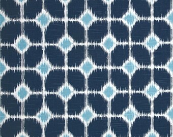 One and One Half Yard Sofie Slub Premier Navy Premier Prints Fabric - White, Medium Blue and Navy Home Dec Fabric