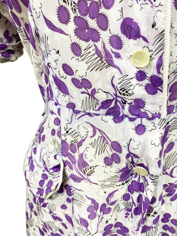 Vintage 1940s Lavender Purple Cold Rayon Dress - … - image 4