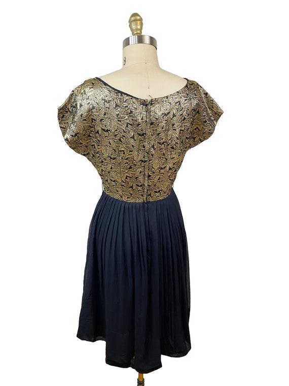 Vintage 1950s Gold Lurex Brocade Dress - Chiffon … - image 4