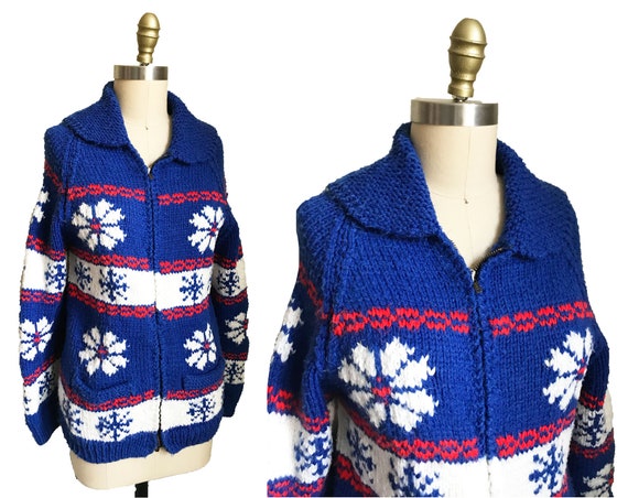 Vintage 1950s 1960s Cowichan Sweater - Zip Front … - image 1