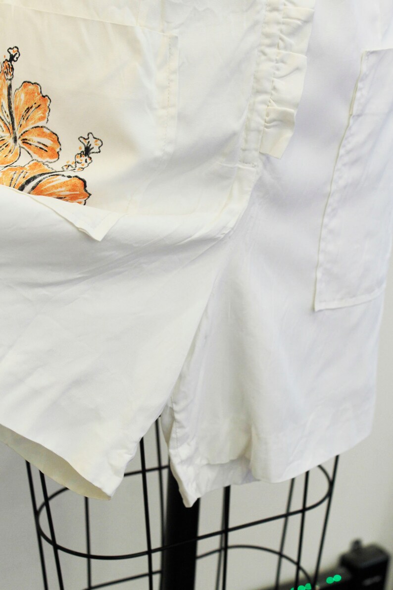 Hand Painted Flowers Tiki Oasis Hawaii Tropical Vacation Rare Vintage 1960s White Orange Hawaiian Playsuit Romper