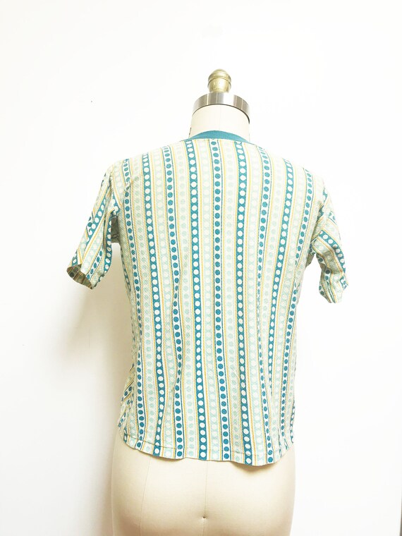 Vintage Rare 1960s 1950s T-shirt - Polka Dot V Ne… - image 5