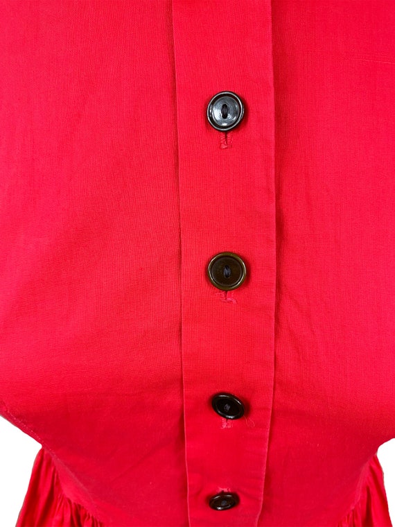 Vintage 1950s Red Shirt Dress- Summer Cotton Day … - image 4