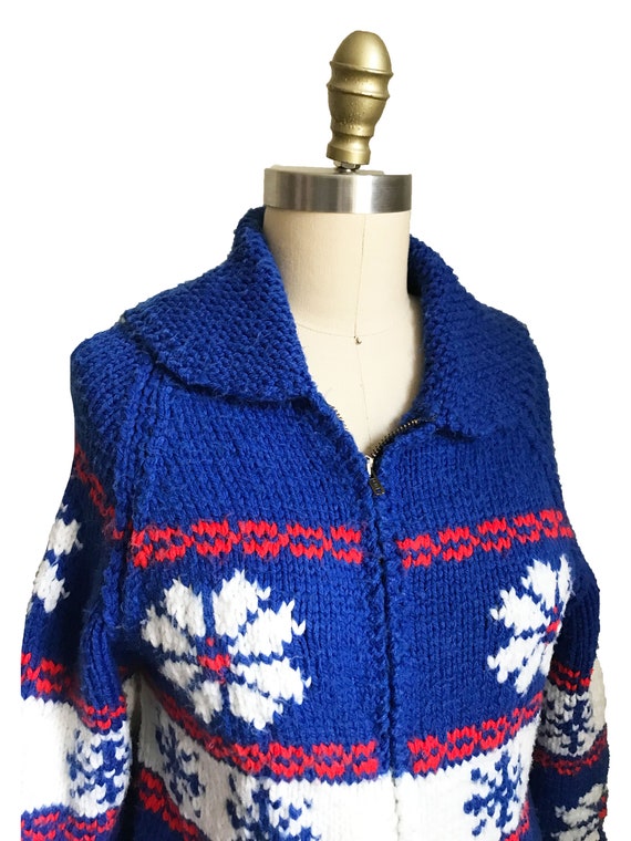 Vintage 1950s 1960s Cowichan Sweater - Zip Front … - image 4