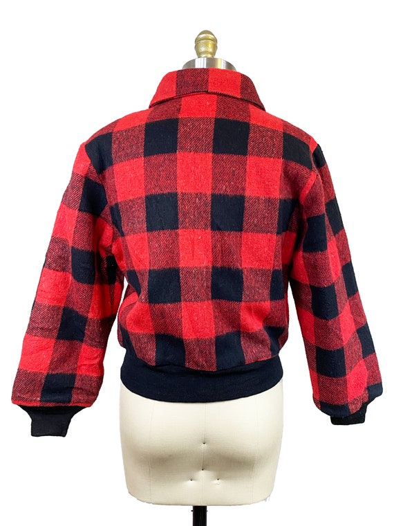 Vintage 1970s Crop Plaid Womens Bomber Jacket - R… - image 5