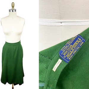 Vintage 1950s Pendleton Green Wool Pencil Skirt - High Waisted Waist: 26&quot;