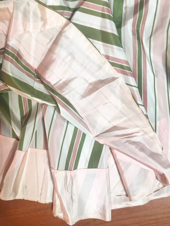 Vintage 1940s Pink Green Striped Gown - Circle Sk… - image 8