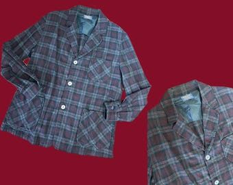 Chaqueta vintage Pendleton 49er para hombre, años 60, camisa a cuadros negra y roja, pecho: 122 cm