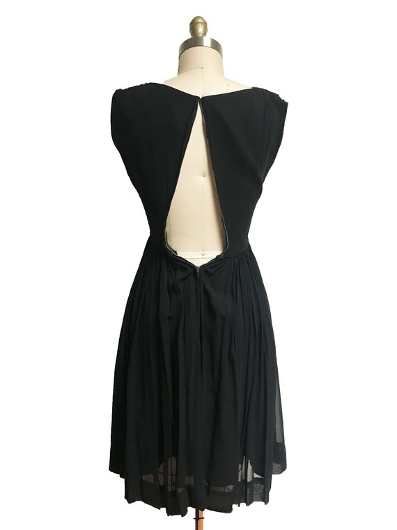 Vintage 1950s Black Sequin Dress - Sheer Skirt Co… - image 5