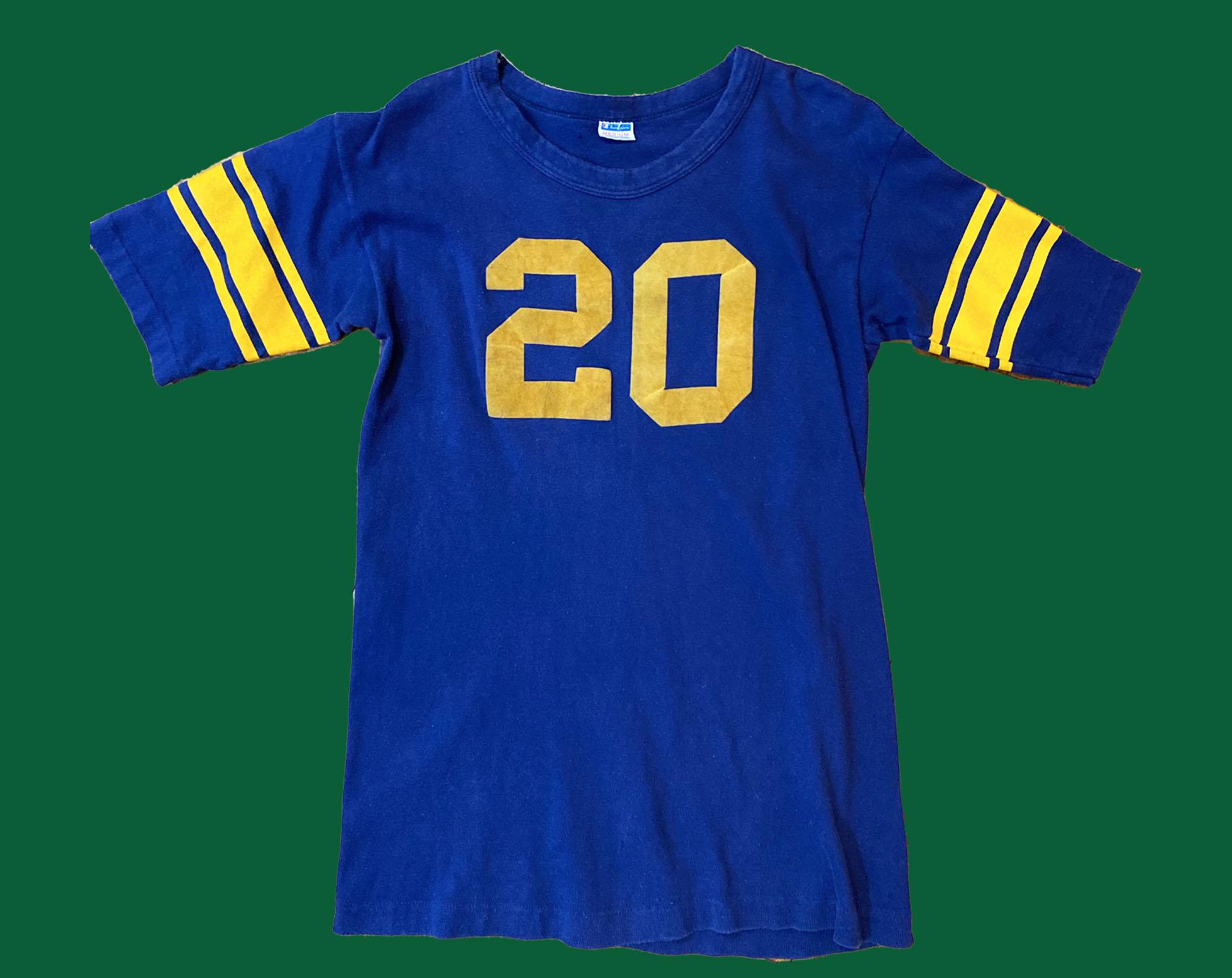 70's Champion？ FOOTBALL T-SHIRT Vintage 1970's Champion Blue Bar University of Akron