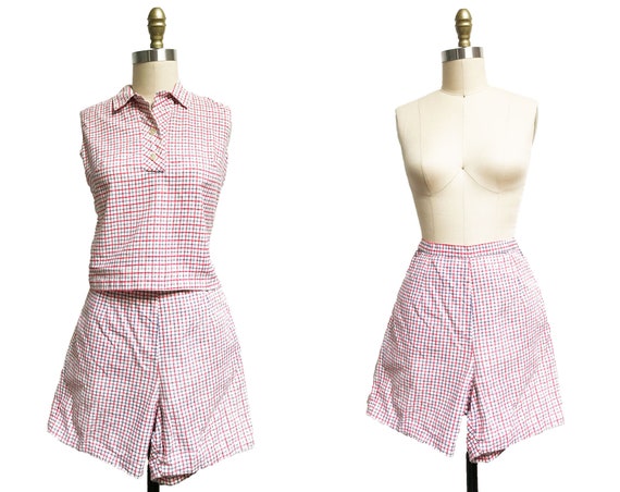 Vintage 1950's Set - Matching Top High Waist Shor