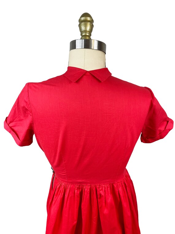 Vintage 1950s Red Shirt Dress- Summer Cotton Day … - image 6