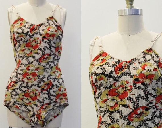 Vintage 1930s Knit Bathing Suit- Pattern One Piece