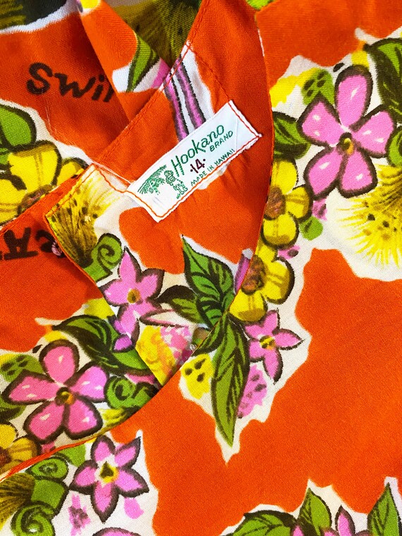 Vintage 1960s Orange Hawaiian Dress - Tiki Drinks… - image 5