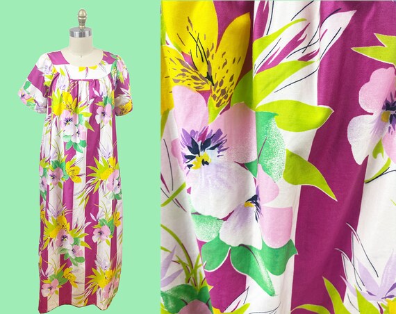 人気アイテムランキング(新品)  - Dress Maxi Strip Purple 1960s Vintage Bamboo Mumu Floral カーディガン