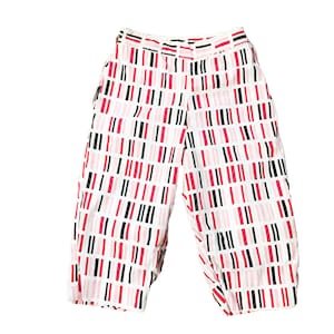 Vintage 1950's Capris - High Waist Novelty Print Red Pink White Black Squares Harlequin Print Waist-24"