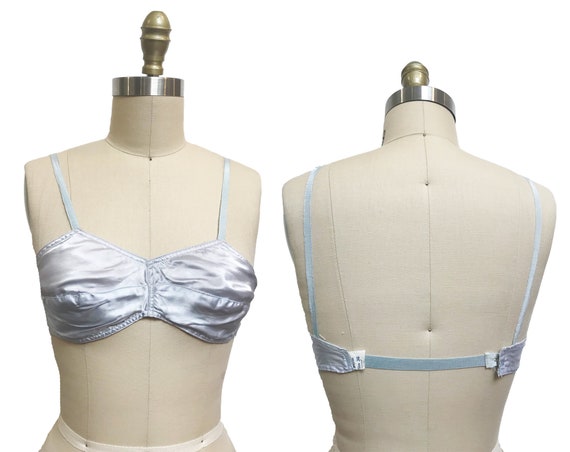Vintage 1940s Ice Blue Bra - Satin 32B