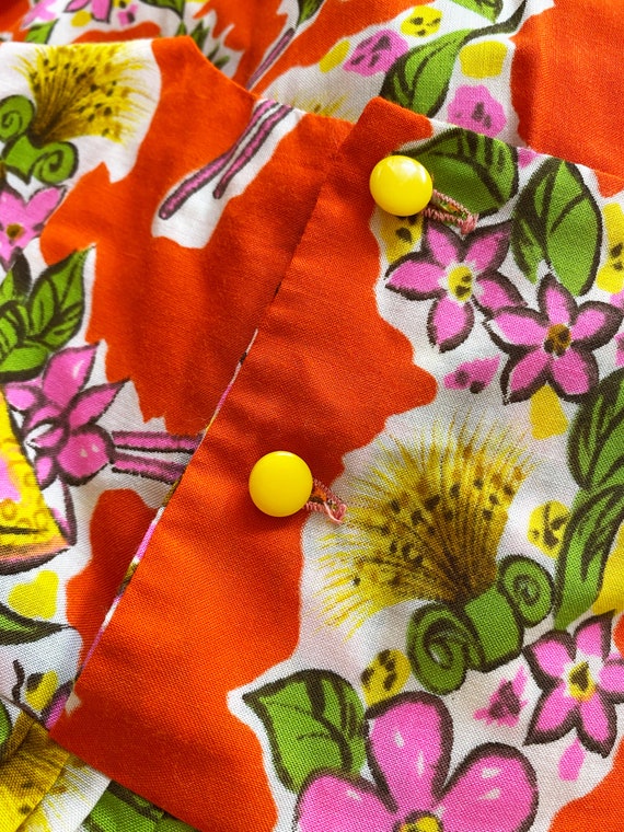 Vintage 1960s Orange Hawaiian Dress - Tiki Drinks… - image 6