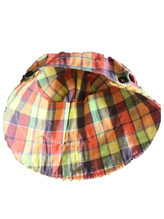 Vintage 1960s 1970s Plaid Hat - Orange Yellow Bro… - image 4