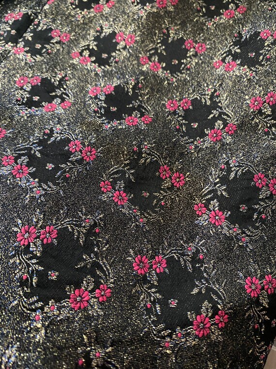 Vintage Dirndl Dress - Black Velvet Pink Brocade … - image 9